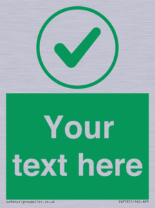 Custom green background, green tick in circle sign